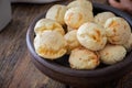 Chipa is a brazilian snack cheese bread, pao de queijo.