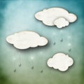 Chipboard clouds on blue background