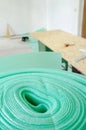 Chipboard floor installation Royalty Free Stock Photo