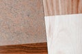 Chipboard material samples. Interior design choose the material for the idea Royalty Free Stock Photo