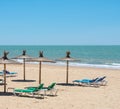 Chipiona beach in the province of Cadiz. Andalusia. Spain. Royalty Free Stock Photo