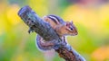 Chipmunk in autumn in Governor Knowles State Forest Wisconsin