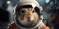 Chipmunk character astronaut inside space station Royalty Free Stock Photo