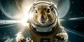 Chipmunk character astronaut inside space station Royalty Free Stock Photo
