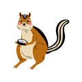 Chipmunk with Compass, Animal Character Having Hiking Adventure Travel or Camping Trip Vector Illustration