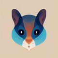 Chipmunk head illustration. Chipmunk muzzle icon. Stylized hamster head. Digital illustration. AI-generated