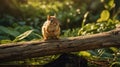 Adorable Eastern Chipmunk Sitting on a Log in Sunlight Royalty Free Stock Photo