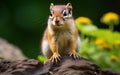 Chipmunk standing on the rock. AI