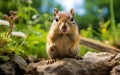Chipmunk standing on the rock. AI
