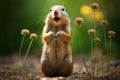 a chipmunk stuffing its cheeks with seeds from a garden