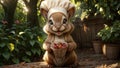 Chipmunk wearing chef hat. Generative AI