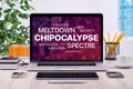 Chipocalypse concept with meltdown and spectre threat on laptop screen in office