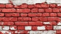 Distressed red painted brick wall background with chipped weathered bricks and rough vintage texture, AI generated Royalty Free Stock Photo