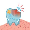 chipped tooth in pain. Vector illustration decorative design