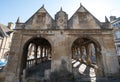 Chipping Campden, Gloucestershire, UK. Exterior of Market Hall, historic arched building standing in the centre of the town