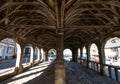 Chipping Campden, Gloucestershire, UK. Arches, ceiling and interior of Market Hall, historic arched building Royalty Free Stock Photo