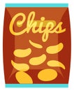 Chips bag cartoon icon. Potato snack pack