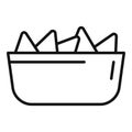 Chips bowl icon outline vector. Fast food snack