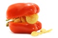 Chips inside red paprica Royalty Free Stock Photo