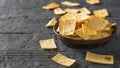 Chips from a Mexican tortilla. The rustic table. Royalty Free Stock Photo