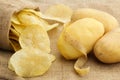 Chips and peeled potato Royalty Free Stock Photo