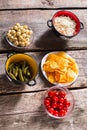 Chips and pickles with sauerkraut.