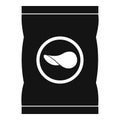 Chips plastic bag icon, simple style