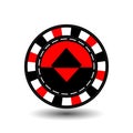 Chips for poker red a suit diamond black and white dotted line the . an icon on the isolated background. illustration eps 10 ve Royalty Free Stock Photo