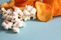 Chips and popcorn Royalty Free Stock Photo