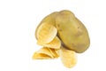 Chips potato and peeled potato Royalty Free Stock Photo