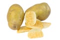 Chips potato and peeled potato Royalty Free Stock Photo