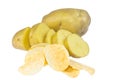 Chips potato and peeled potato Royalty Free Stock Photo