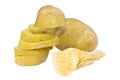 Chips potato and peeled potato Royalty Free Stock Photo