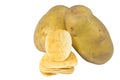 Chips potato and peeled potato Royalty Free Stock Photo
