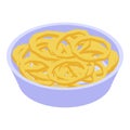Chips potato plate icon, isometric style