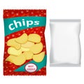 Chips realistic packaging design with blank