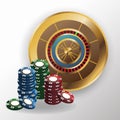 Chips and roulette for poker and casino game design Royalty Free Stock Photo