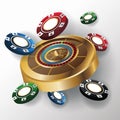 Chips and roulette for poker and casino game design Royalty Free Stock Photo