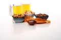 Chips, salty snacks, football and Beer on a table. Great for Bowl Game projects