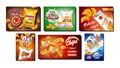 Chips Snack Creative Promo Posters Set Vector