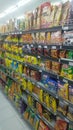 Chips and snack food in supermarket