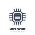 Chipset, microchip icon on white