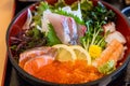 Chirashi lunch set - mix sashimi over rice