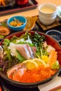 Chirashi lunch set - mix sashimi over rice set