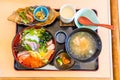 Chirashi lunch set - mix sashimi over rice