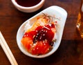 Chirashi salmon and rice bowl. Royalty Free Stock Photo