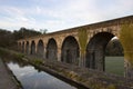Chirk aqueduct and viaduct on the Llangollen canal, on the border of England and Wales Royalty Free Stock Photo