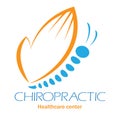 Chiropractic clinic logo with butterfly, symbol of hand and spin