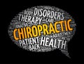 Chiropractic message bubble word cloud collage, concept background