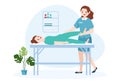 Chiropractor Flat Cartoon Hand Drawn Templates Illustration of Patient in Physiotherapy Rehabilitation with Osteopathy Specialist